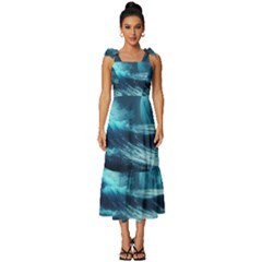 Moonlight High Tide Storm Tsunami Waves Ocean Sea Tie-strap Tiered Midi Chiffon Dress by Ravend