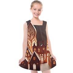 Gingerbread House Gingerbread Christmas Xmas Winter Kids  Cross Back Dress by Ravend