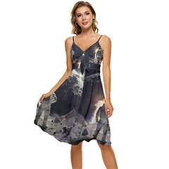 Astronaut Space Walk Sleeveless Tie Front Chiffon Dress by danenraven