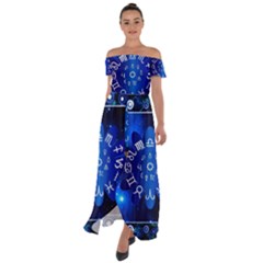 Astrology Horoscopes Constellation Off Shoulder Open Front Chiffon Dress by danenraven