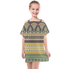 Seamless-pattern-egyptian-ornament-with-lotus-flower Kids  One Piece Chiffon Dress by Salman4z