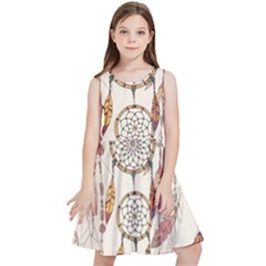 Coloured-dreamcatcher-background Kids  Skater Dress by Salman4z