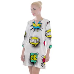 Set-colorful-comic-speech-bubbles Open Neck Shift Dress by Salman4z