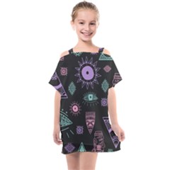 Vintage-seamless-pattern-with-tribal-art-african-style-drawing Kids  One Piece Chiffon Dress by Salman4z