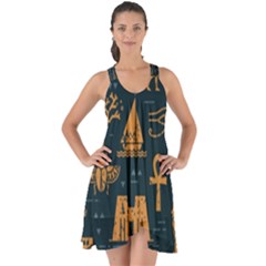 Dark-seamless-pattern-symbols-landmarks-signs-egypt Show Some Back Chiffon Dress by Salman4z