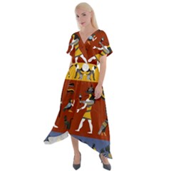 Ancient-egyptian-religion-seamless-pattern Cross Front Sharkbite Hem Maxi Dress by Salman4z