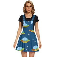 Seamless-pattern-ufo-with-star-space-galaxy-background Apron Dress by Salman4z