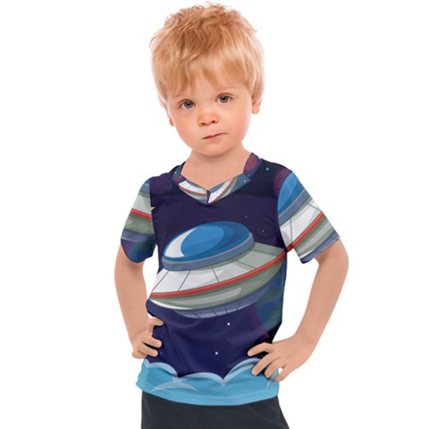 Ufo-alien-spaceship-galaxy Kids  Sports Tee by Salman4z