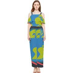 Spaceship-design Draped Sleeveless Chiffon Jumpsuit by Salman4z