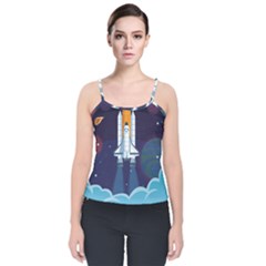 Spaceship-milkyway-galaxy Velvet Spaghetti Strap Top by Salman4z