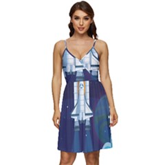 Spaceship-milkyway-galaxy V-neck Pocket Summer Dress  by Salman4z