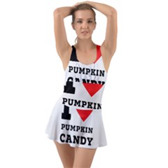 I Love Pumpkin Candy Ruffle Top Dress Swimsuit by ilovewhateva