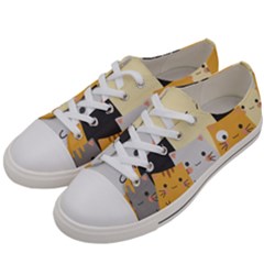 Seamless-pattern-cute-cat-cartoons Men s Low Top Canvas Sneakers by Salman4z