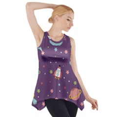 Space-travels-seamless-pattern-vector-cartoon Side Drop Tank Tunic by Salman4z