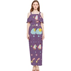 Space-travels-seamless-pattern-vector-cartoon Draped Sleeveless Chiffon Jumpsuit by Salman4z