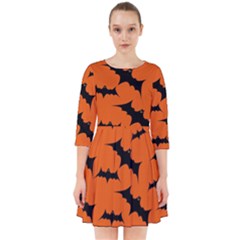 Halloween-card-with-bats-flying-pattern Smock Dress by Salman4z