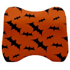 Halloween-card-with-bats-flying-pattern Velour Head Support Cushion by Salman4z