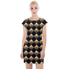 Golden Chess Board Background Cap Sleeve Bodycon Dress by pakminggu