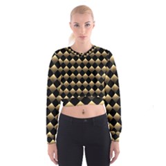 Golden Chess Board Background Cropped Sweatshirt by pakminggu