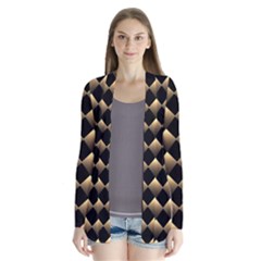 Golden Chess Board Background Drape Collar Cardigan by pakminggu