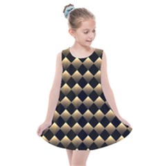 Golden Chess Board Background Kids  Summer Dress by pakminggu