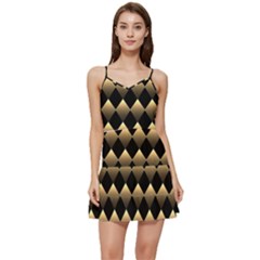 Golden Chess Board Background Short Frill Dress by pakminggu