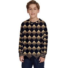 Golden Chess Board Background Kids  Long Sleeve Jersey by pakminggu