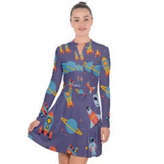 Space-seamless-pattern Long Sleeve Panel Dress by Salman4z