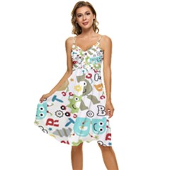 Seamless-pattern-vector-with-funny-robots-cartoon Sleeveless Tie Front Chiffon Dress by Salman4z