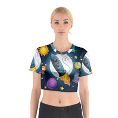 Spaceship-astronaut-space Cotton Crop Top by Salman4z