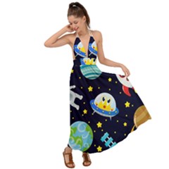 Space-seamless-pattern   - Backless Maxi Beach Dress by Salman4z