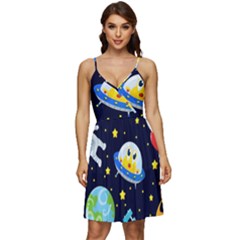 Space-seamless-pattern   - V-neck Pocket Summer Dress  by Salman4z