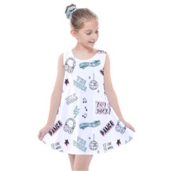 Music-themed-doodle-seamless-background Kids  Summer Dress by Salman4z