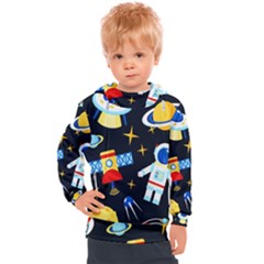 Space Seamless Pattern Kids  Hooded Pullover by Salman4z