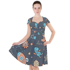 Space-seamless-pattern Cap Sleeve Midi Dress by Salman4z