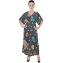 Space-seamless-pattern V-Neck Boho Style Maxi Dress View1