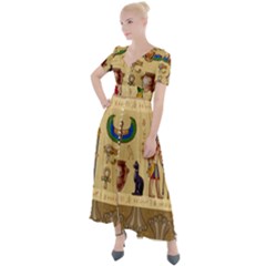 Egypt-horizontal-illustration Button Up Short Sleeve Maxi Dress by Salman4z