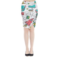 Space-cosmos-seamless-pattern-seamless-pattern-doodle-style Midi Wrap Pencil Skirt by Salman4z