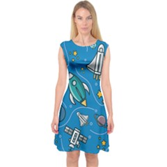 About-space-seamless-pattern Capsleeve Midi Dress by Salman4z