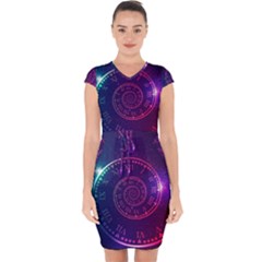 Time-machine Capsleeve Drawstring Dress  by Salman4z