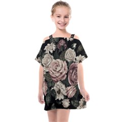 Elegant-seamless-pattern-blush-toned-rustic-flowers Kids  One Piece Chiffon Dress by Salman4z