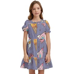 Outer-space-seamless-background Kids  Puff Sleeved Dress by Salman4z