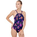 Space-patterns High Neck One Piece Swimsuit View1