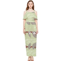 Sloths-pattern-design Draped Sleeveless Chiffon Jumpsuit by Salman4z