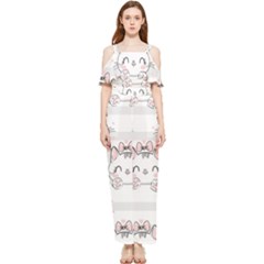 Cat-with-bow-pattern Draped Sleeveless Chiffon Jumpsuit by Salman4z