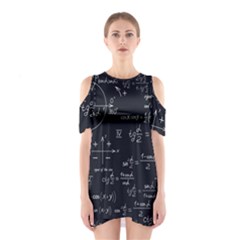 Mathematical-seamless-pattern-with-geometric-shapes-formulas Shoulder Cutout One Piece Dress by Salman4z