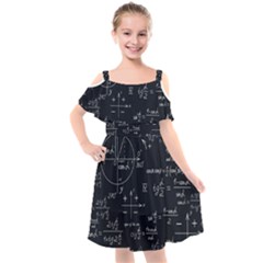 Mathematical-seamless-pattern-with-geometric-shapes-formulas Kids  Cut Out Shoulders Chiffon Dress by Salman4z