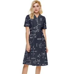 Mathematical-seamless-pattern-with-geometric-shapes-formulas Button Top Knee Length Dress by Salman4z