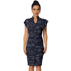 Mathematical-seamless-pattern-with-geometric-shapes-formulas Vintage Frill Sleeve V-neck Bodycon Dress by Salman4z