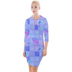 Seamless-pattern-pastel-galaxy-future Quarter Sleeve Hood Bodycon Dress by Salman4z